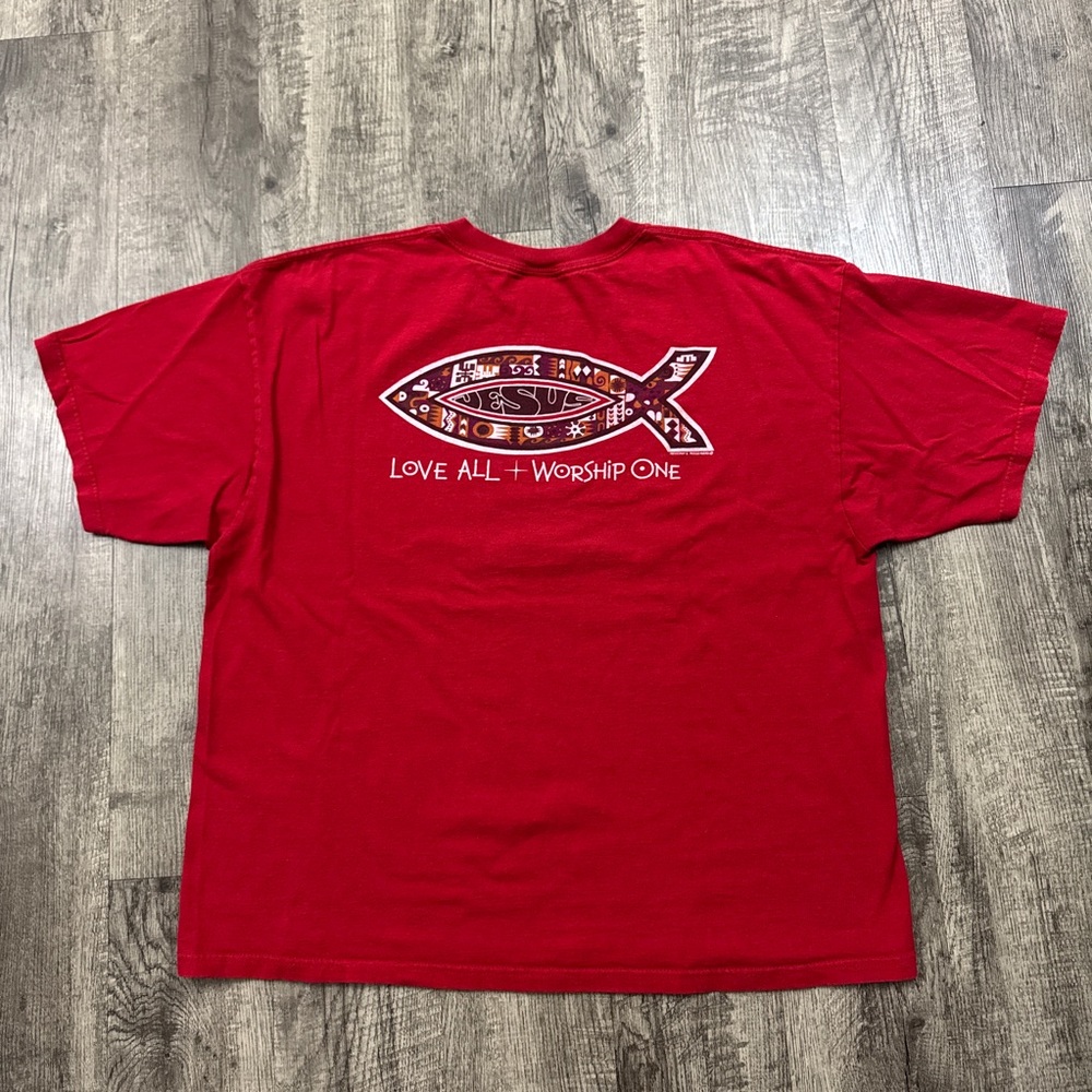 Vintage Jesus Fish Christian Religious Love All Worship One Graphic T Shirt